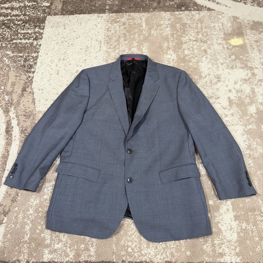 HUGO BOSS Blazer Mens 48R Gray Birdseye Virgin Wool Sport Coat Angelico Classic